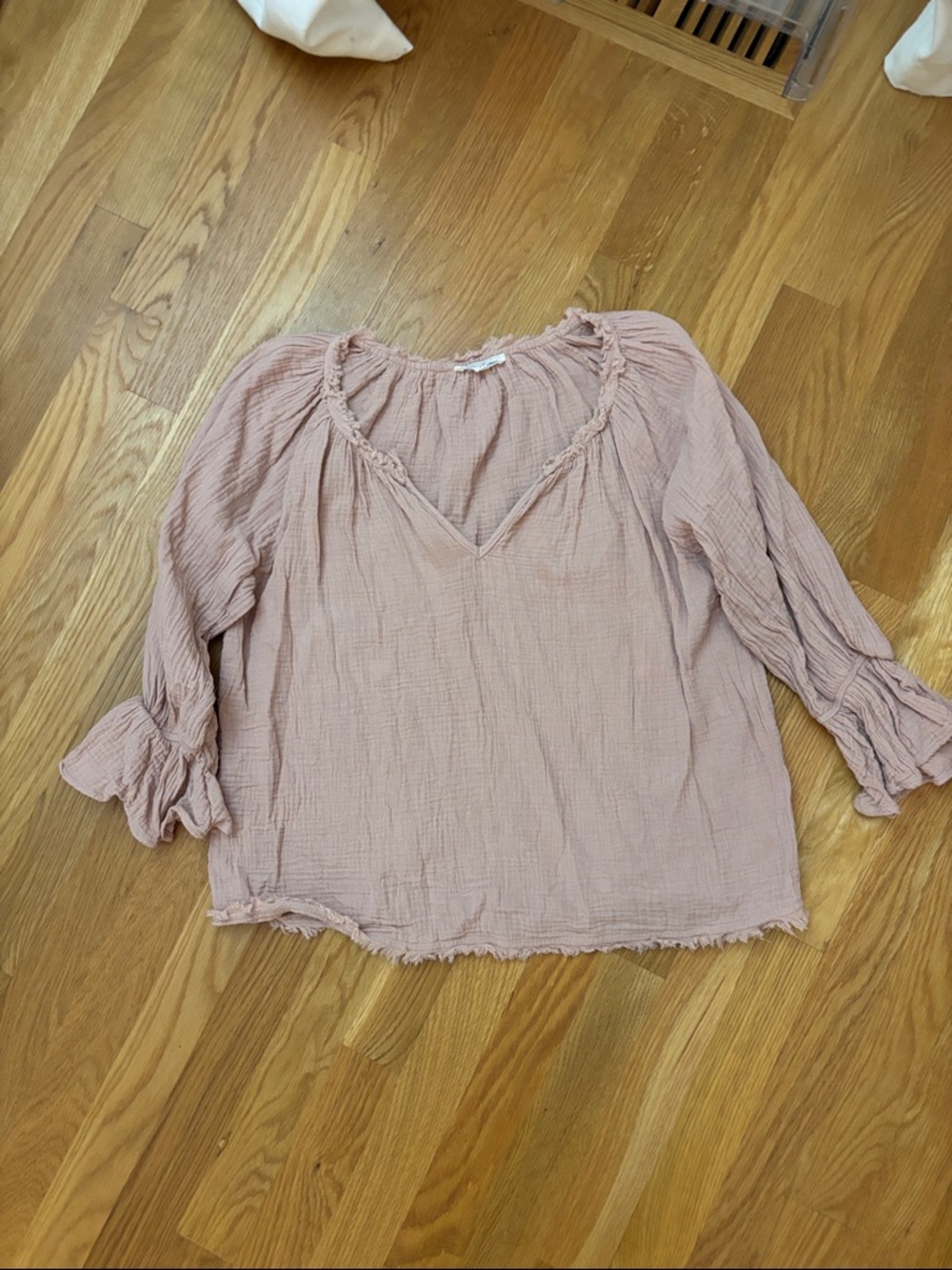 Newbury Kustom Blush Gauze V-Neck Peasant Blouse
